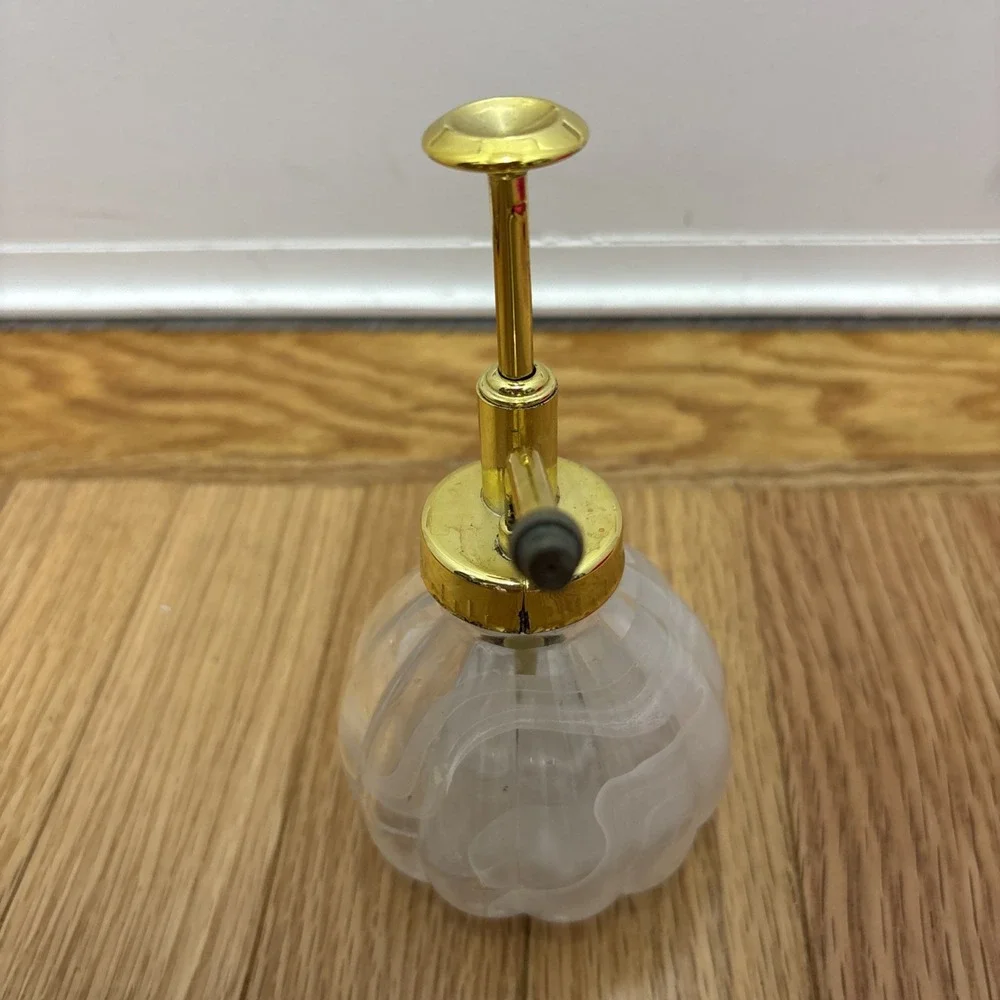 Plant Mister- White Color Glass‎ Bottle & Gold Tone Sprayer